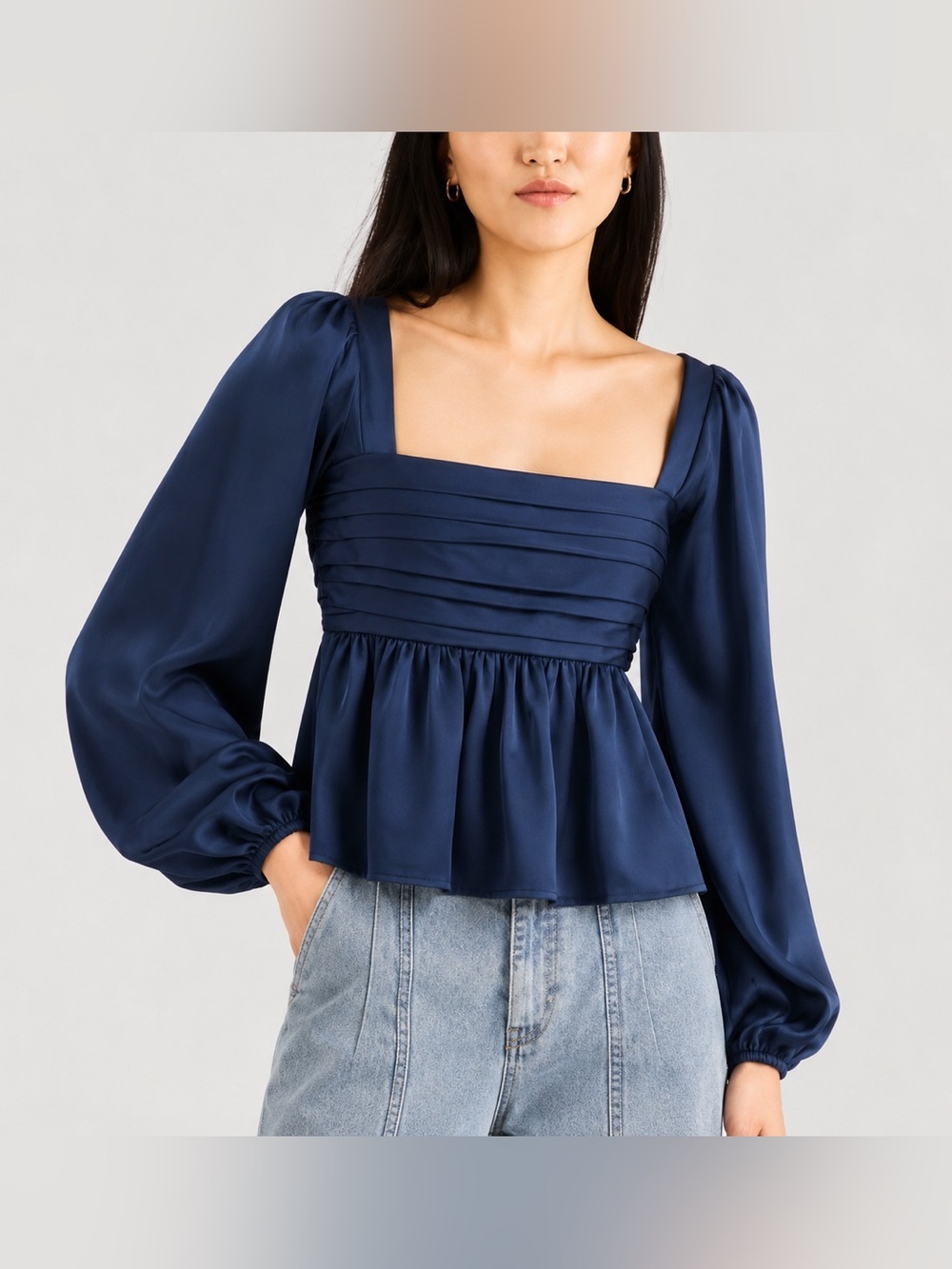 Abercrombie & Fitch Emerson navy satin top, XS